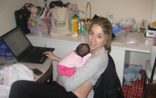 Day after giving birth to Lila working on blog